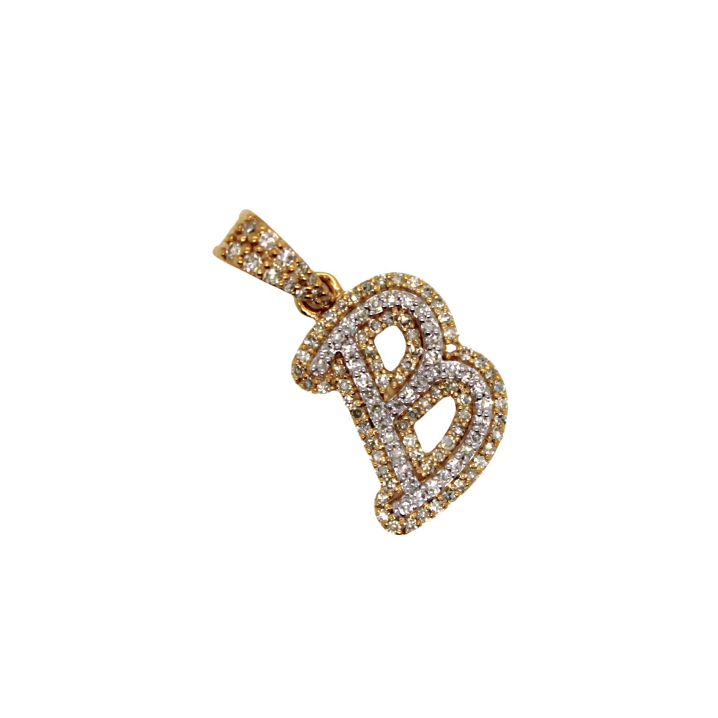 10K Yellow Gold "B" Pendant 0.32CT 0.78"