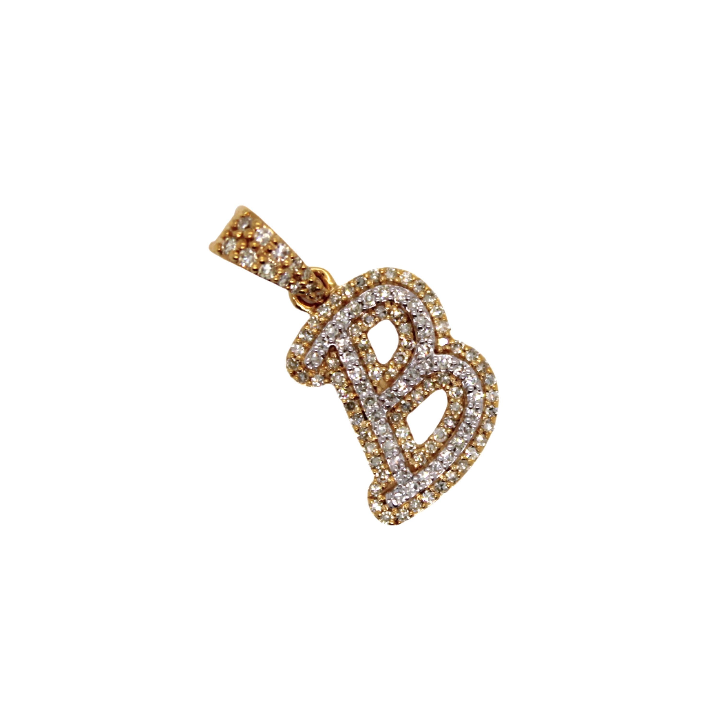 10K Yellow Gold "B" Pendant 0.32CT 0.78"