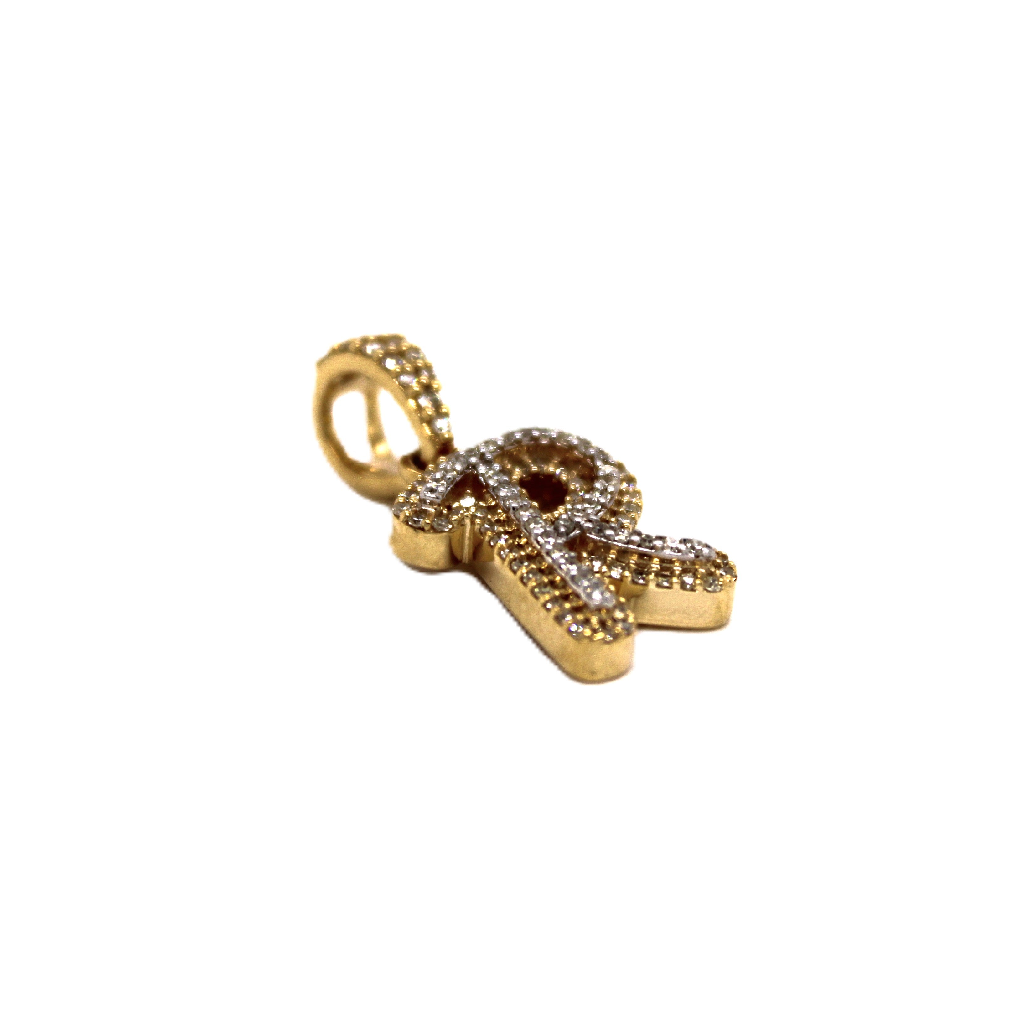 10K Yellow Gold "R" Pendant 0.32CT 0.78"