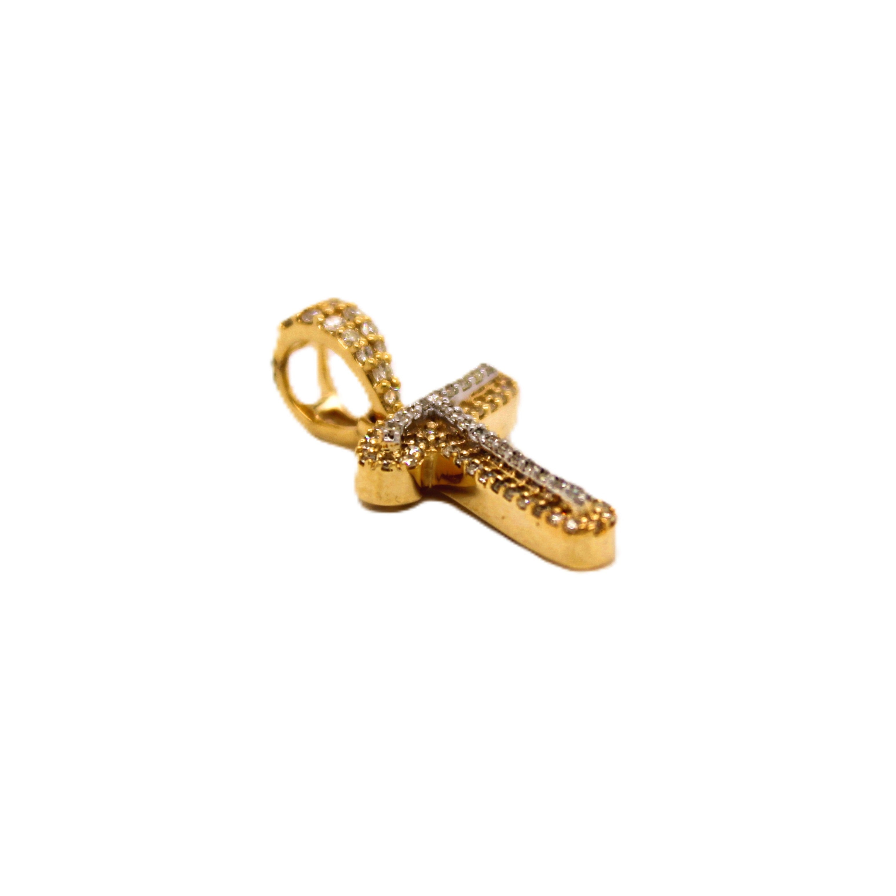 10K Yellow Gold "T" Pendant 0.32CT 0.78"