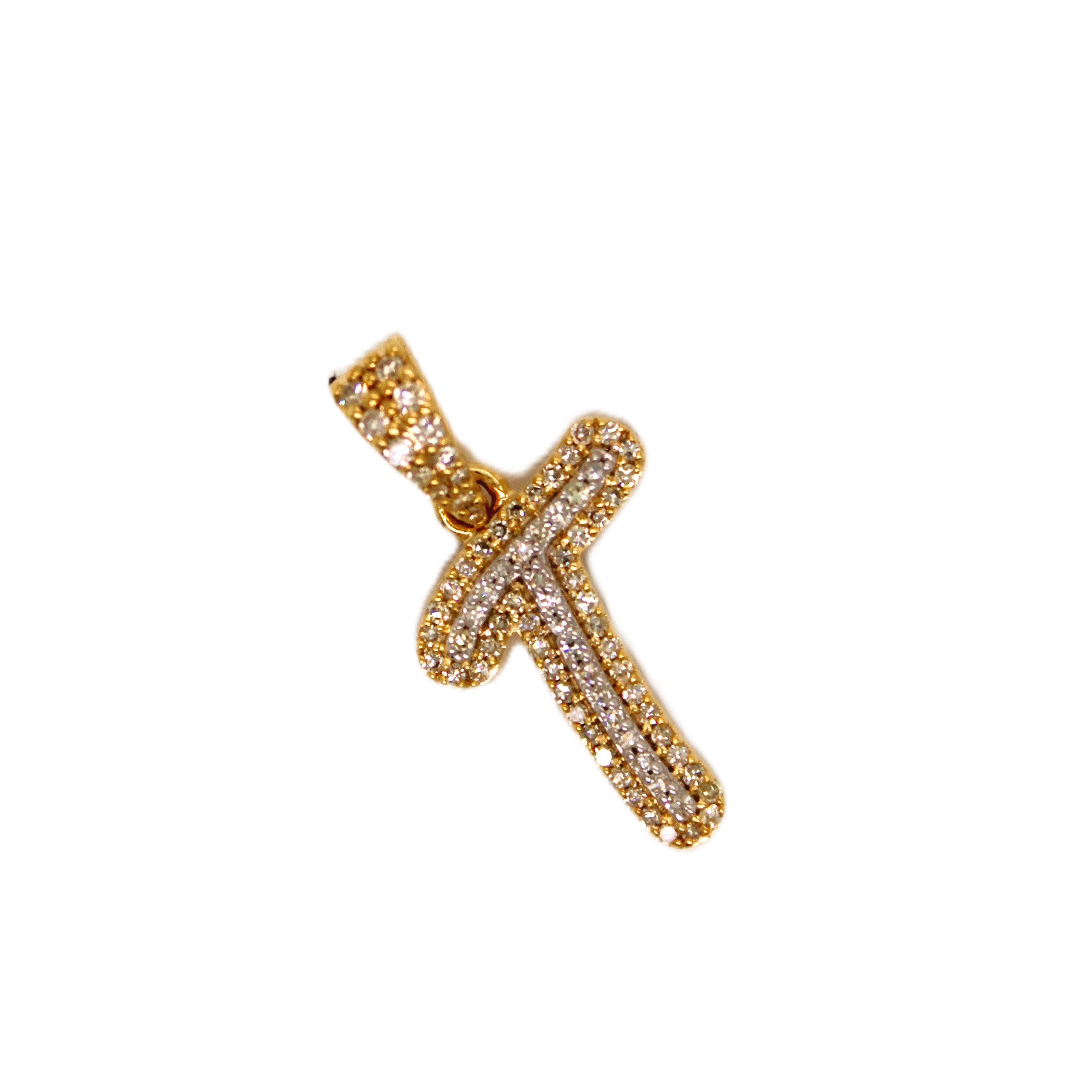 10K Yellow Gold "T" Pendant 0.32CT 0.78"