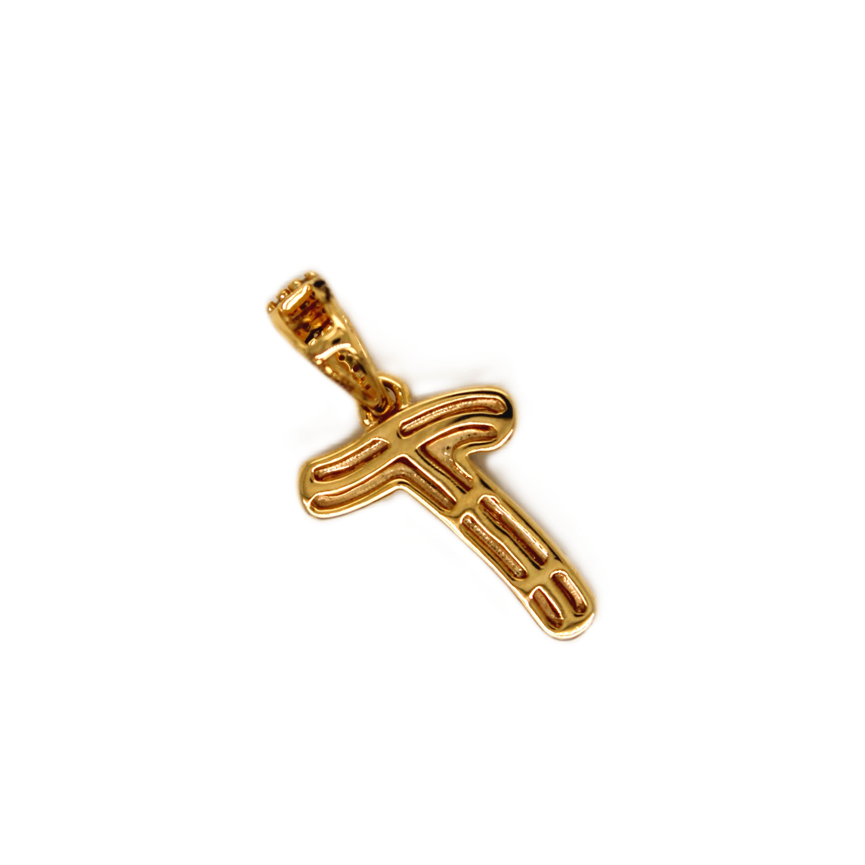 10K Yellow Gold "T" Pendant 0.32CT 0.78"