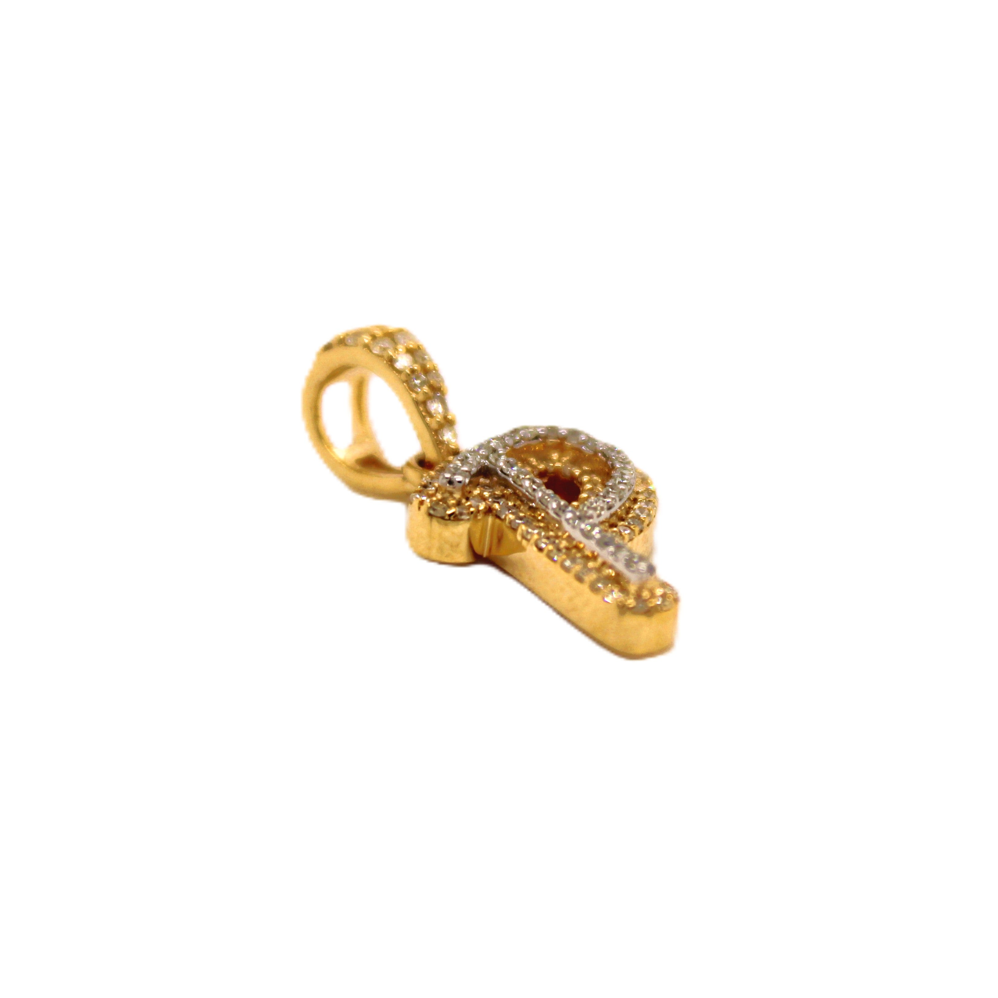 10K Yellow Gold "P" Pendant 0.32CT 0.78"