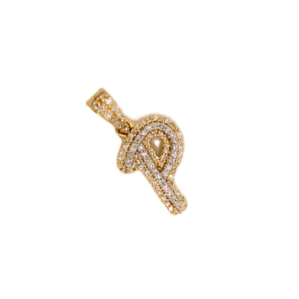 10K Yellow Gold "P" Pendant 0.32CT 0.78"