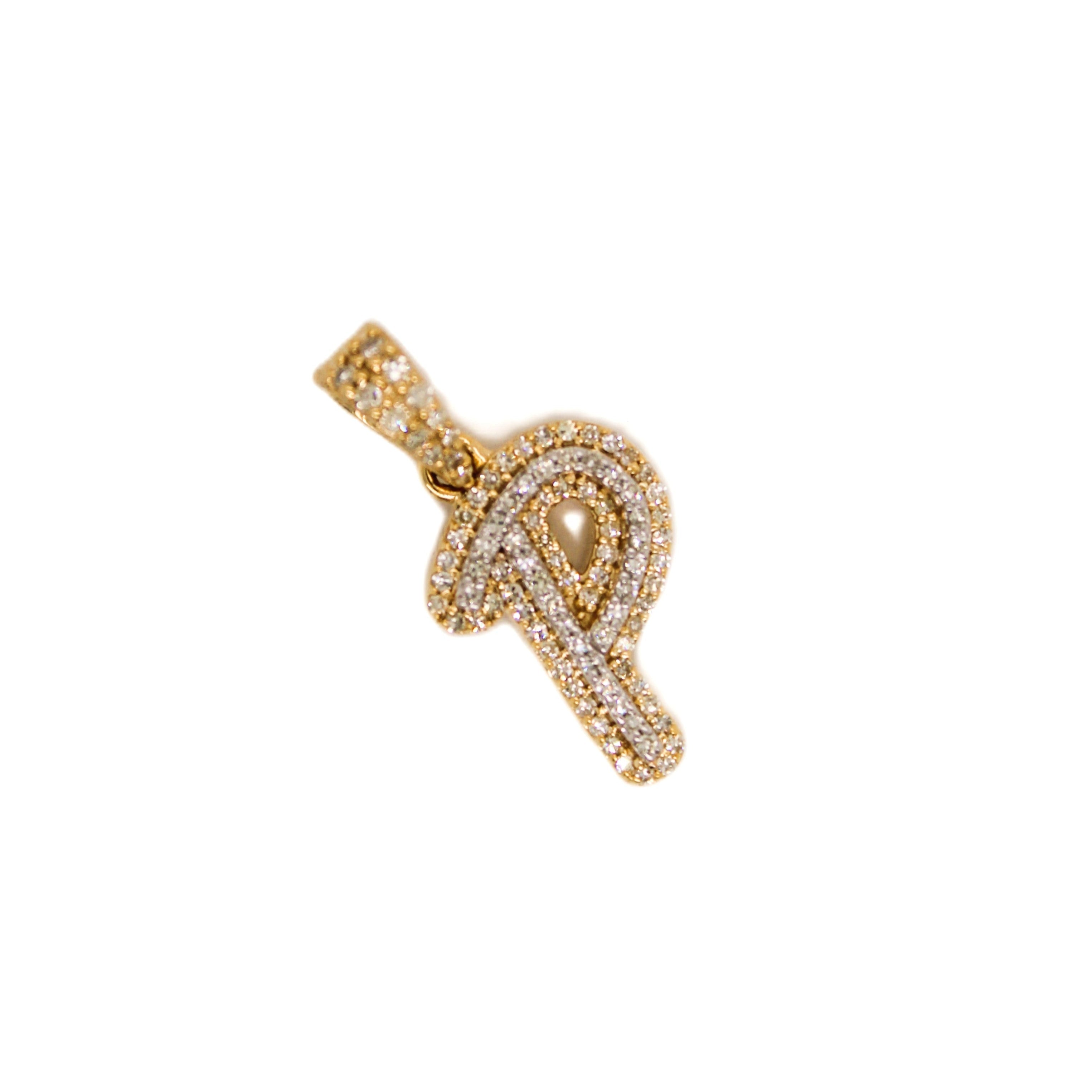 10K Yellow Gold "P" Pendant 0.32CT 0.78"