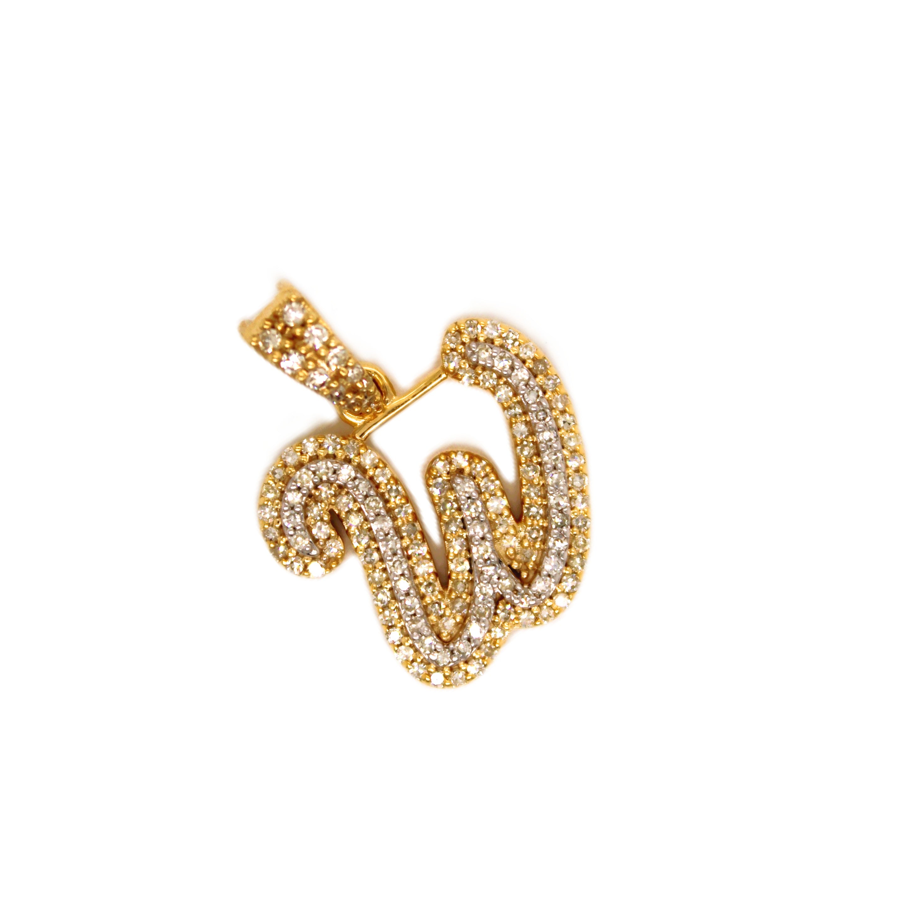 10K Yellow Gold "W" Pendant 0.32CT 0.78"