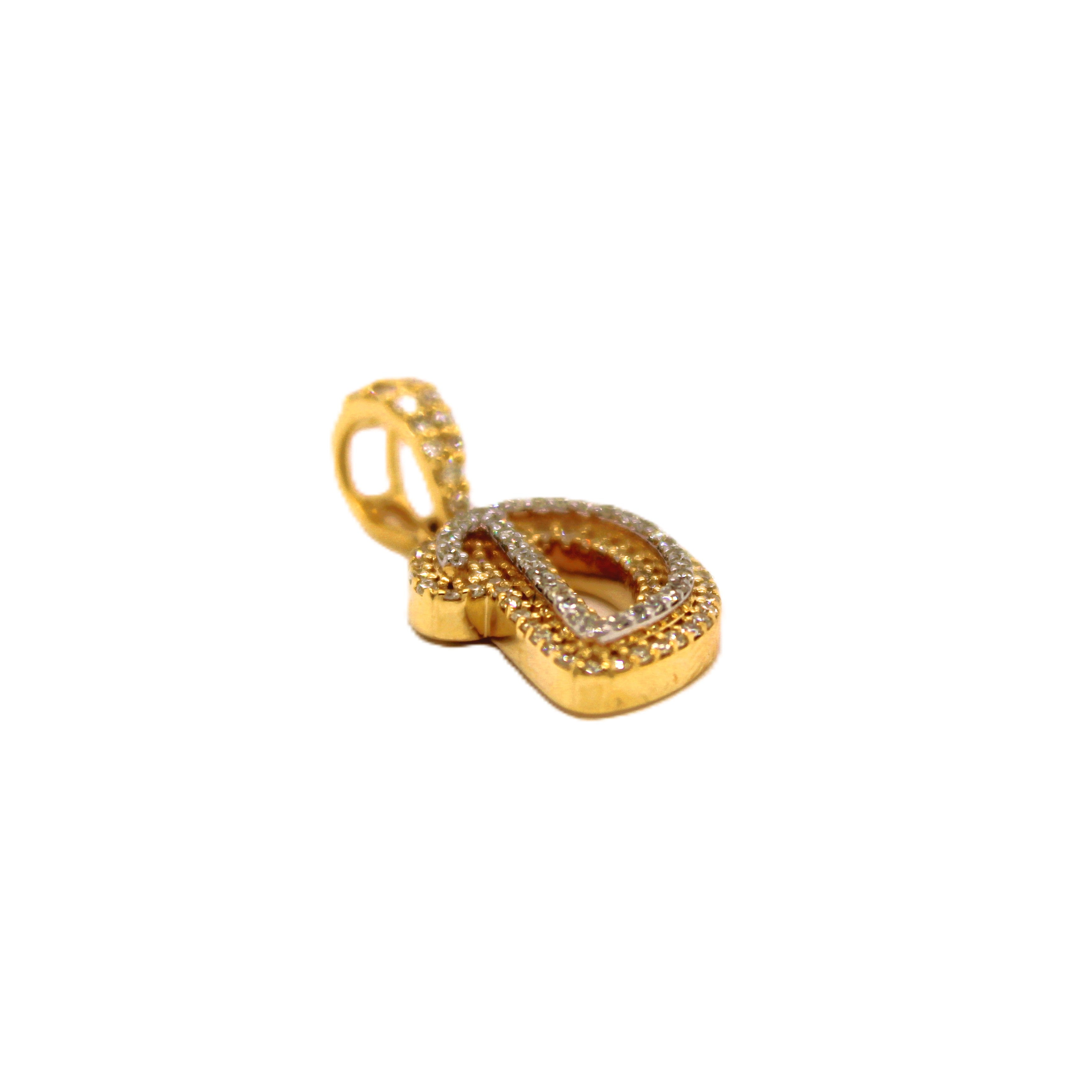 10K Yellow Gold "D" Pendant 0.32CT 0.78"