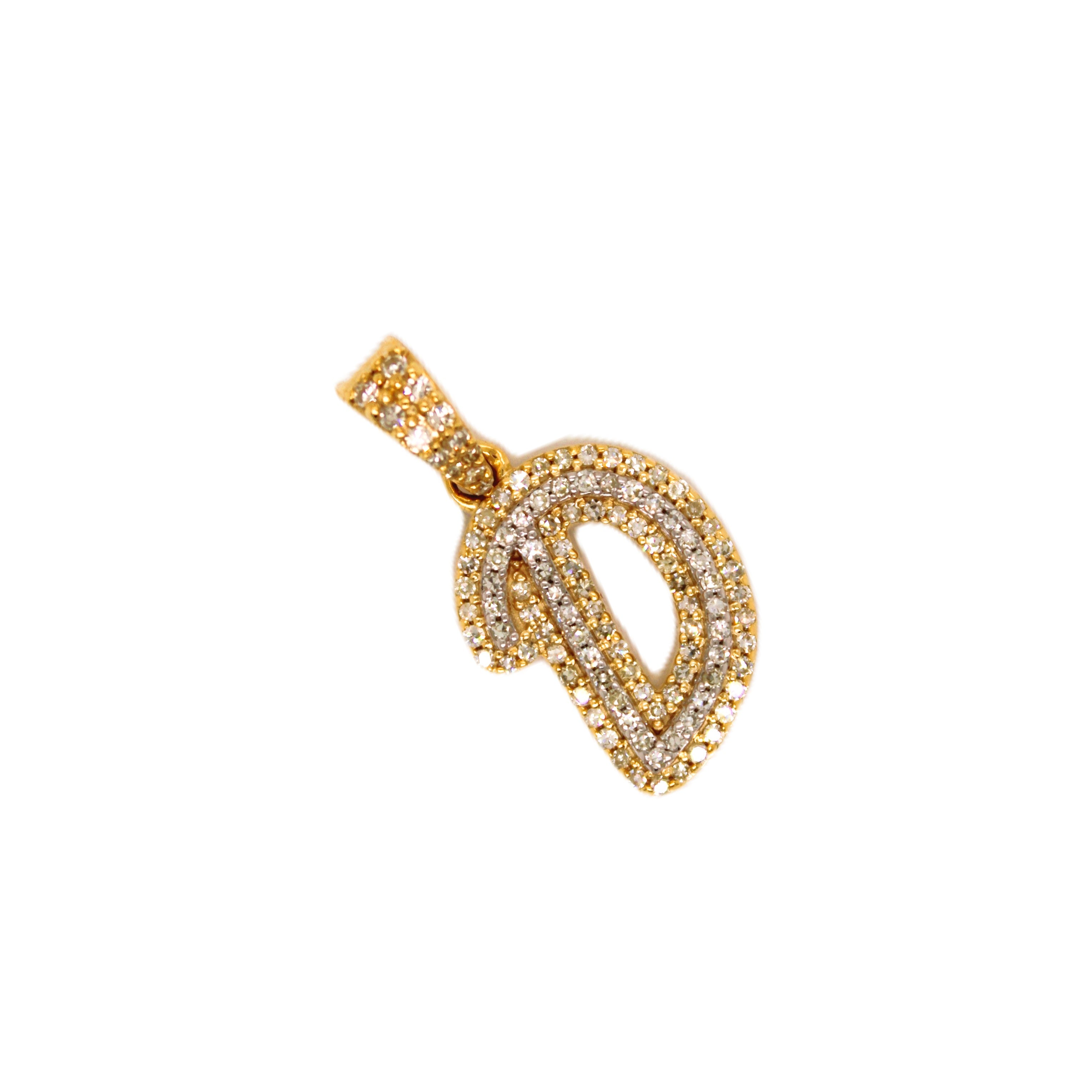 10K Yellow Gold "D" Pendant 0.32CT 0.78"