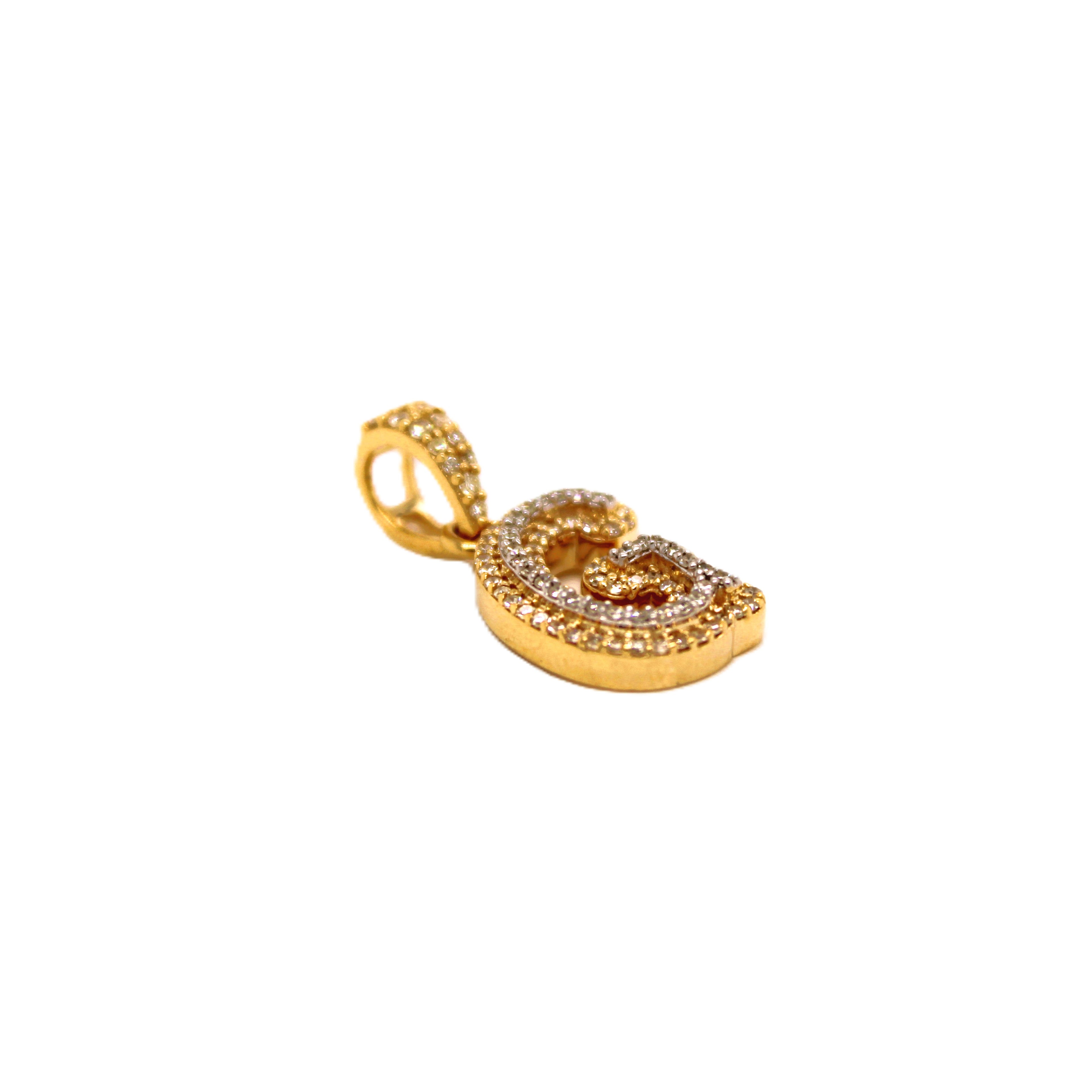10K Yellow Gold "G" Pendant 0.32CT 0.78"