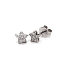 14K White Gold Flower Studs Diamond Earrings 0.25CT 5.70MM