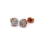 14K Rose Gold EGL Certified Flower Studs Diamond Earrings 0.35CT 6MM