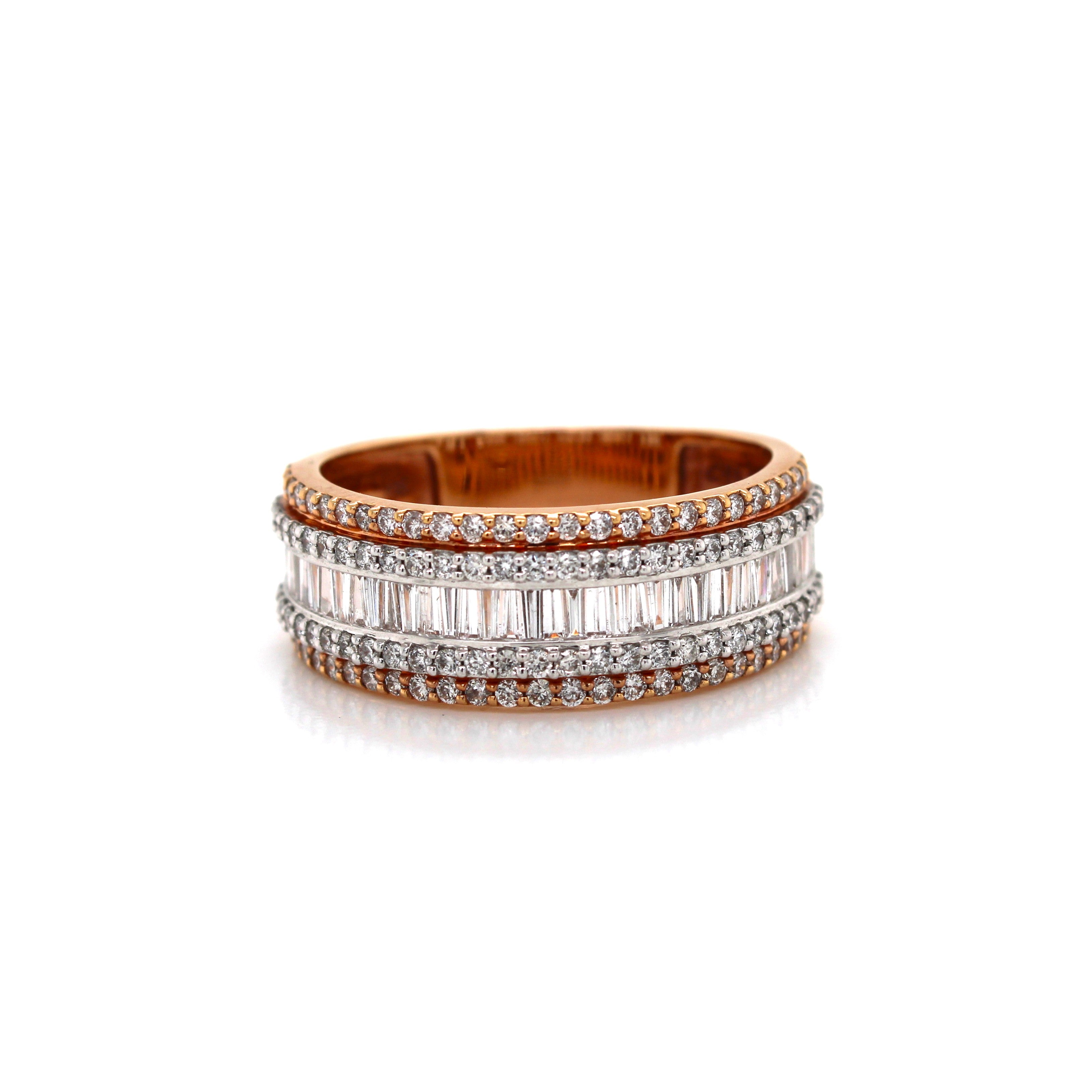 10K Rose Gold Baguette Diamond Band Ring 1.35 CT 8.45MM