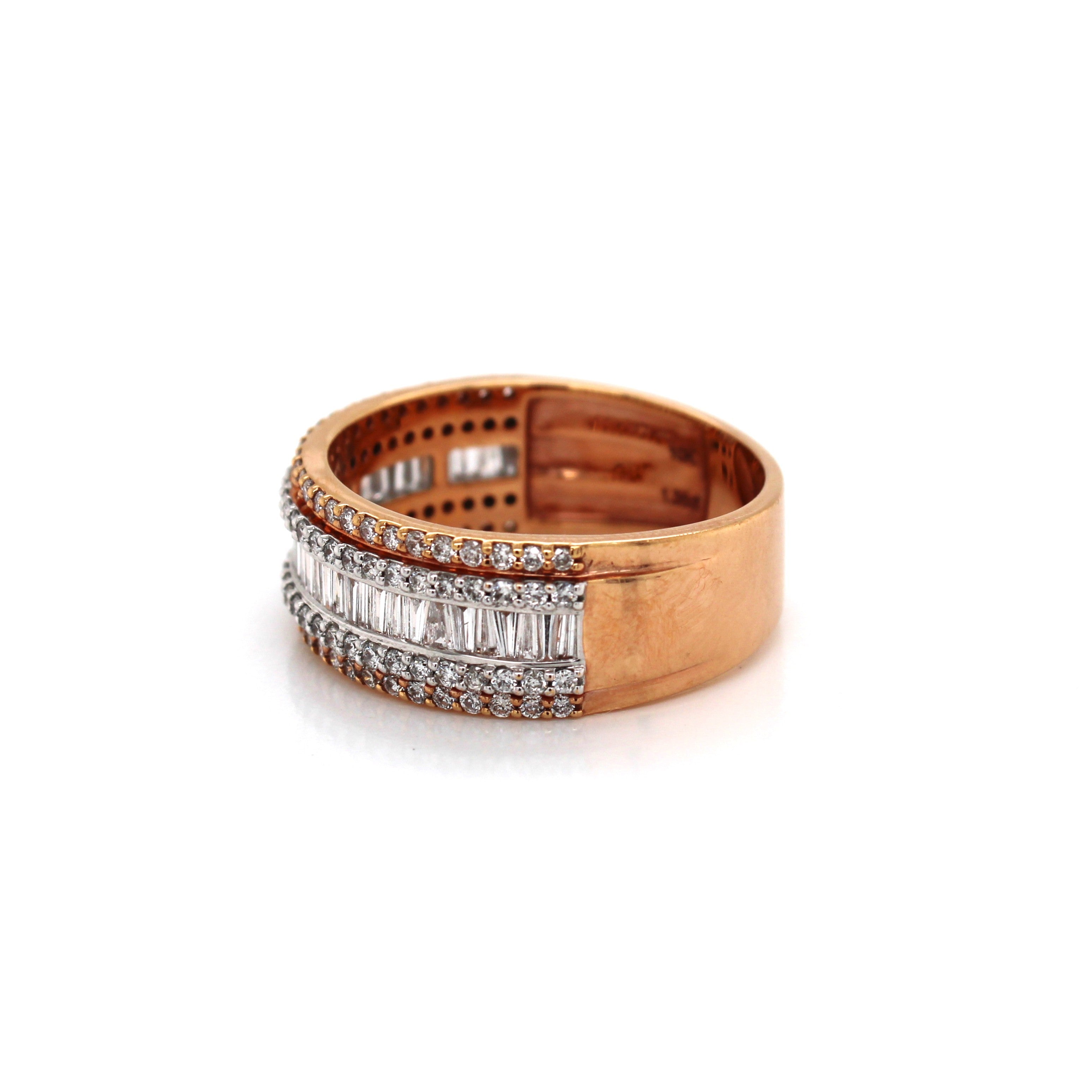 10K Rose Gold Baguette Diamond Band Ring 1.35 CT 8.45MM