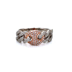 14K White & Rose Gold Designer Cuban Diamond Band Ring 0.60 CT 9.50 MM