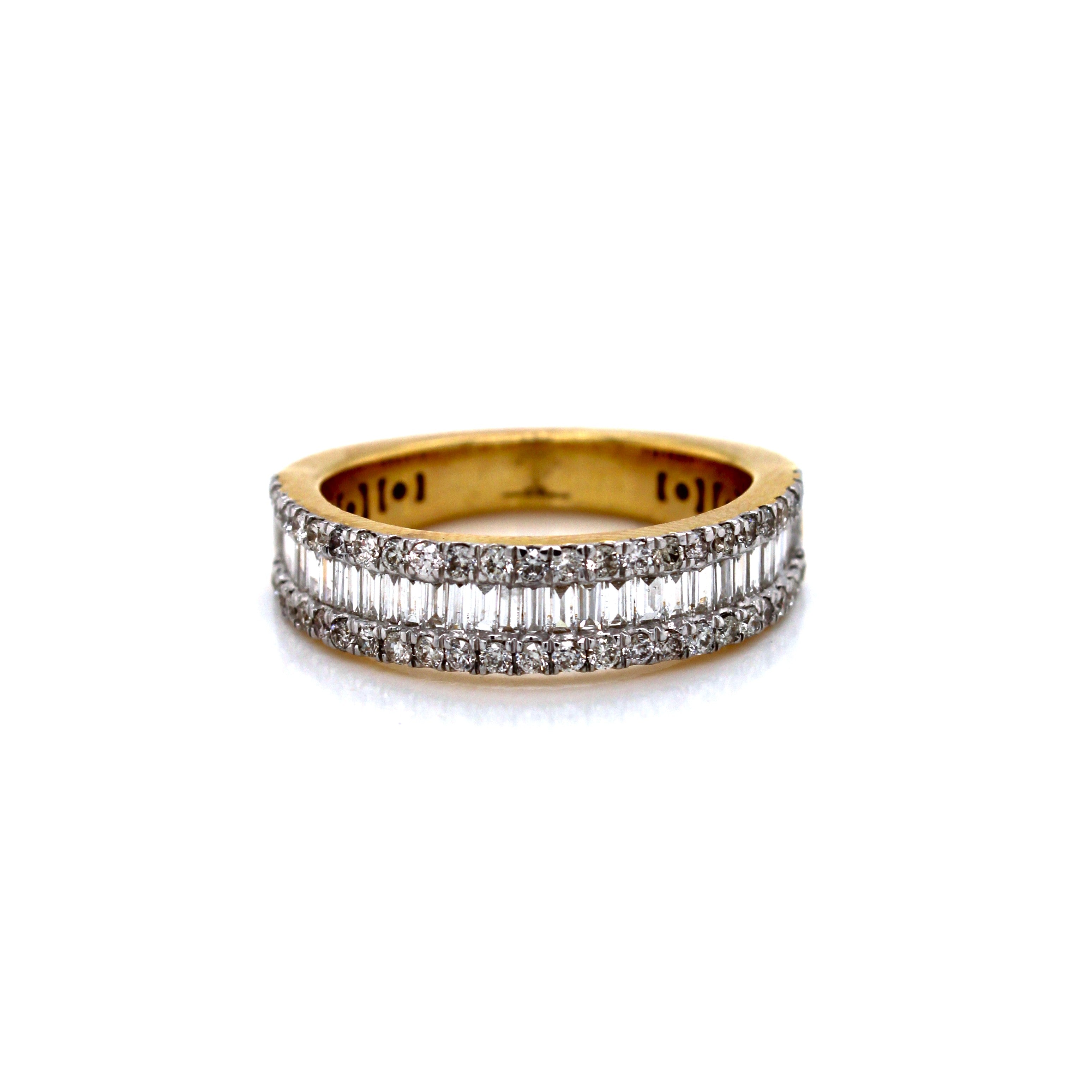 10K Yellow Gold Designer Cuban Diamond Band Ring 1.07 CT 5.30 MM