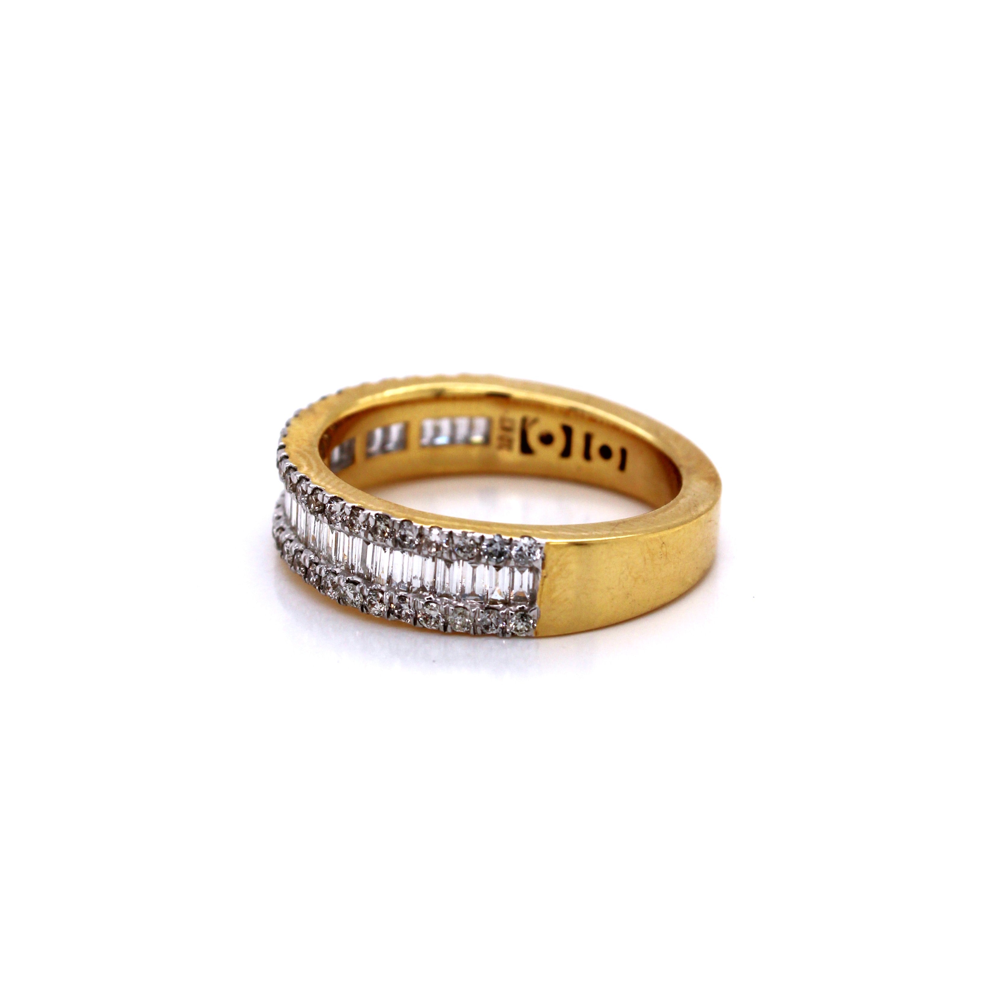 10K Yellow Gold Designer Cuban Diamond Band Ring 1.07 CT 5.30 MM