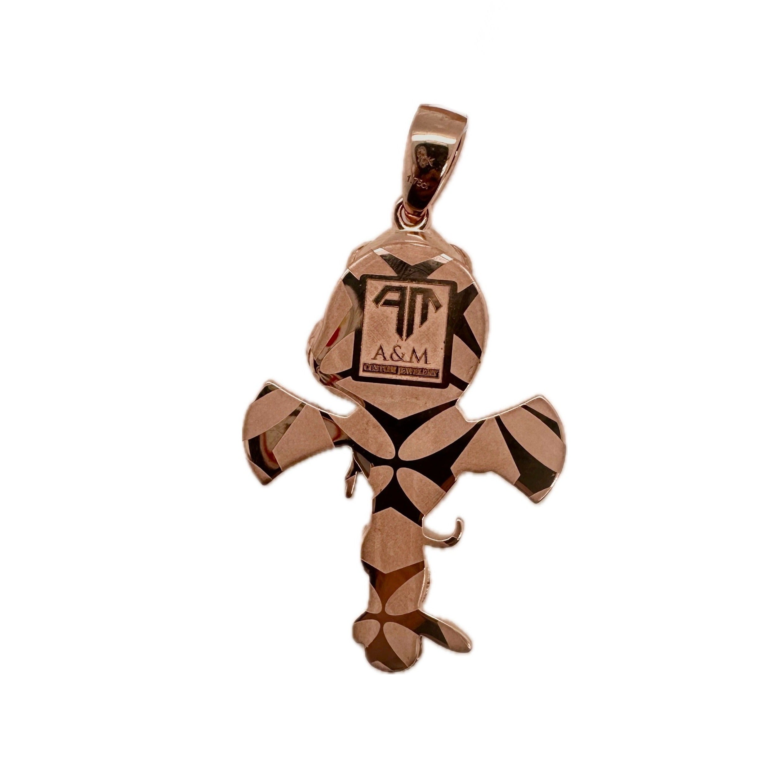 10K Rose Gold Snake and Eye of Horus Ankh Diamond Cross Pendant 1.93 CT 2.25"