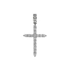 14K White Gold 8 Pointer Tennis Diamond Cross Pendant 1.77 CT 1.75"