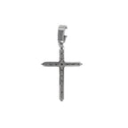 14K White Gold 8 Pointer Tennis Diamond Cross Pendant 1.77 CT 1.75"