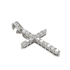 14K White Gold 8 Pointer Tennis Diamond Cross Pendant 1.77 CT 1.75"