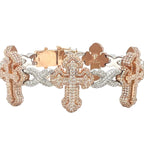 10K Rose White Gold 26MM Infinity Cross Diamond Bracelet 12.42 CT 8.5"