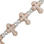 10K Rose White Gold 26MM Infinity Cross Diamond Bracelet 12.42 CT 8.5"