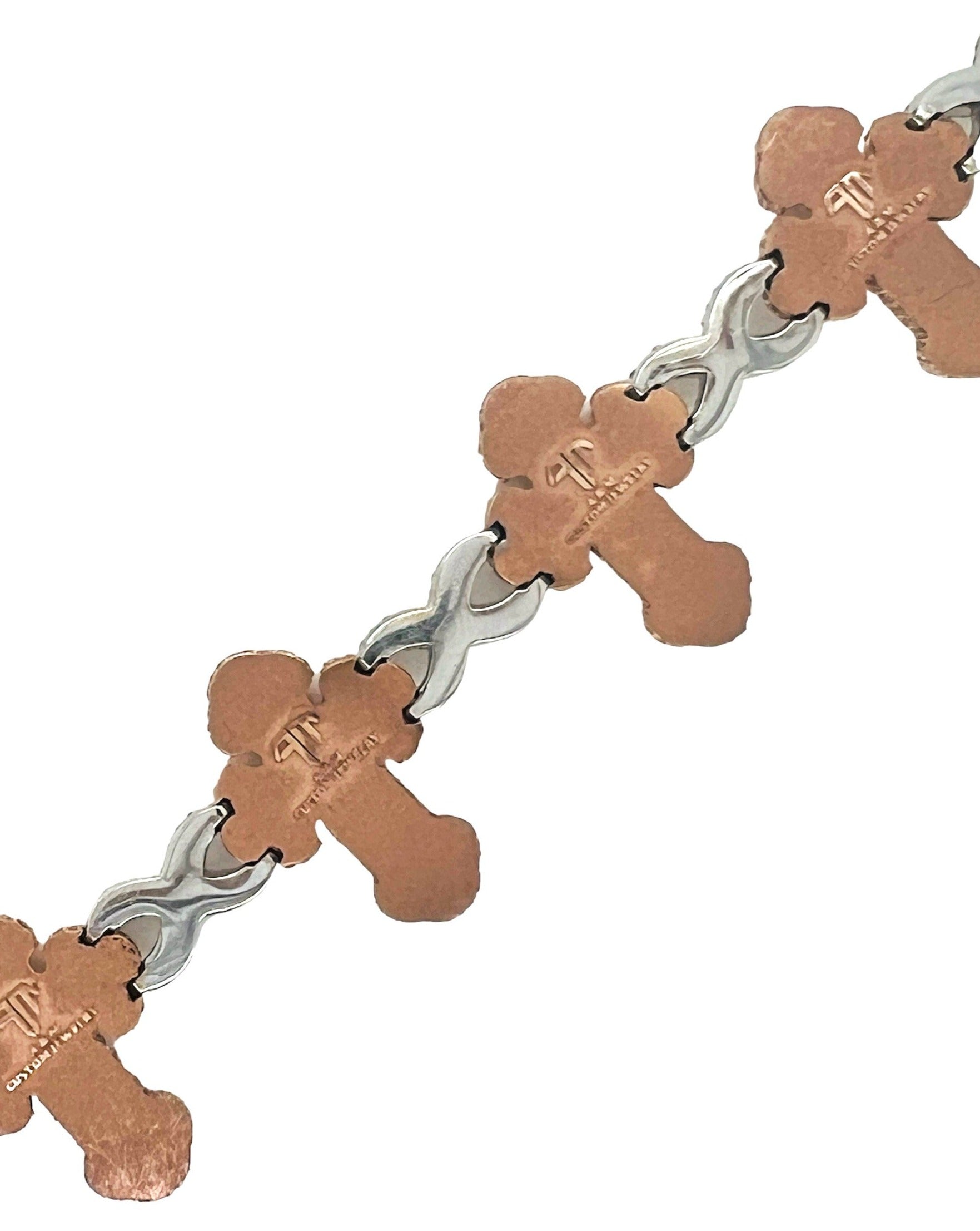 10K Rose White Gold 26MM Infinity Cross Diamond Bracelet 12.42 CT 8.5"