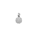 Ladies 10K White Gold Round Cluster Diamond Pendant 0.39 CT 16MM