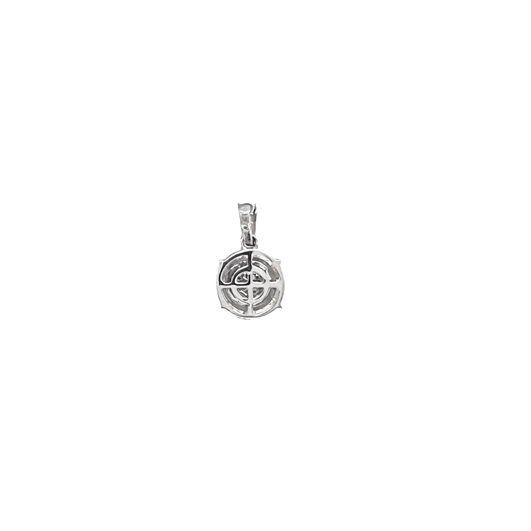 Ladies 10K White Gold Round Cluster Diamond Pendant 0.39 CT 16MM