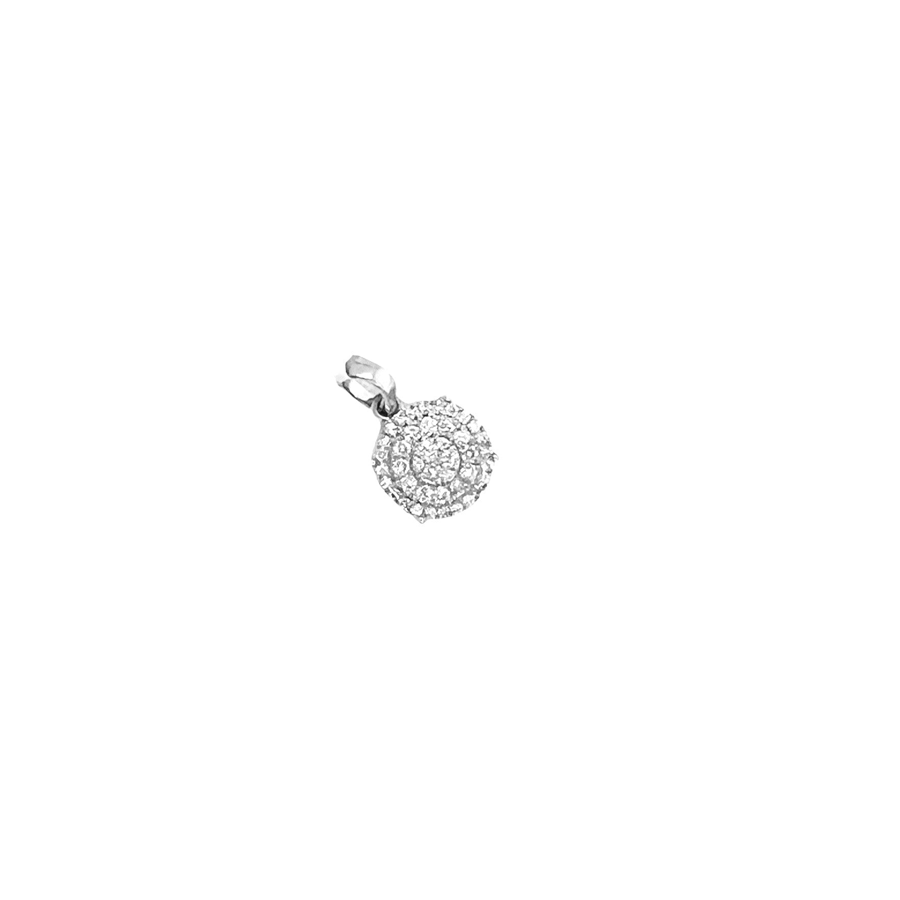Ladies 10K White Gold Round Cluster Diamond Pendant 0.39 CT 16MM