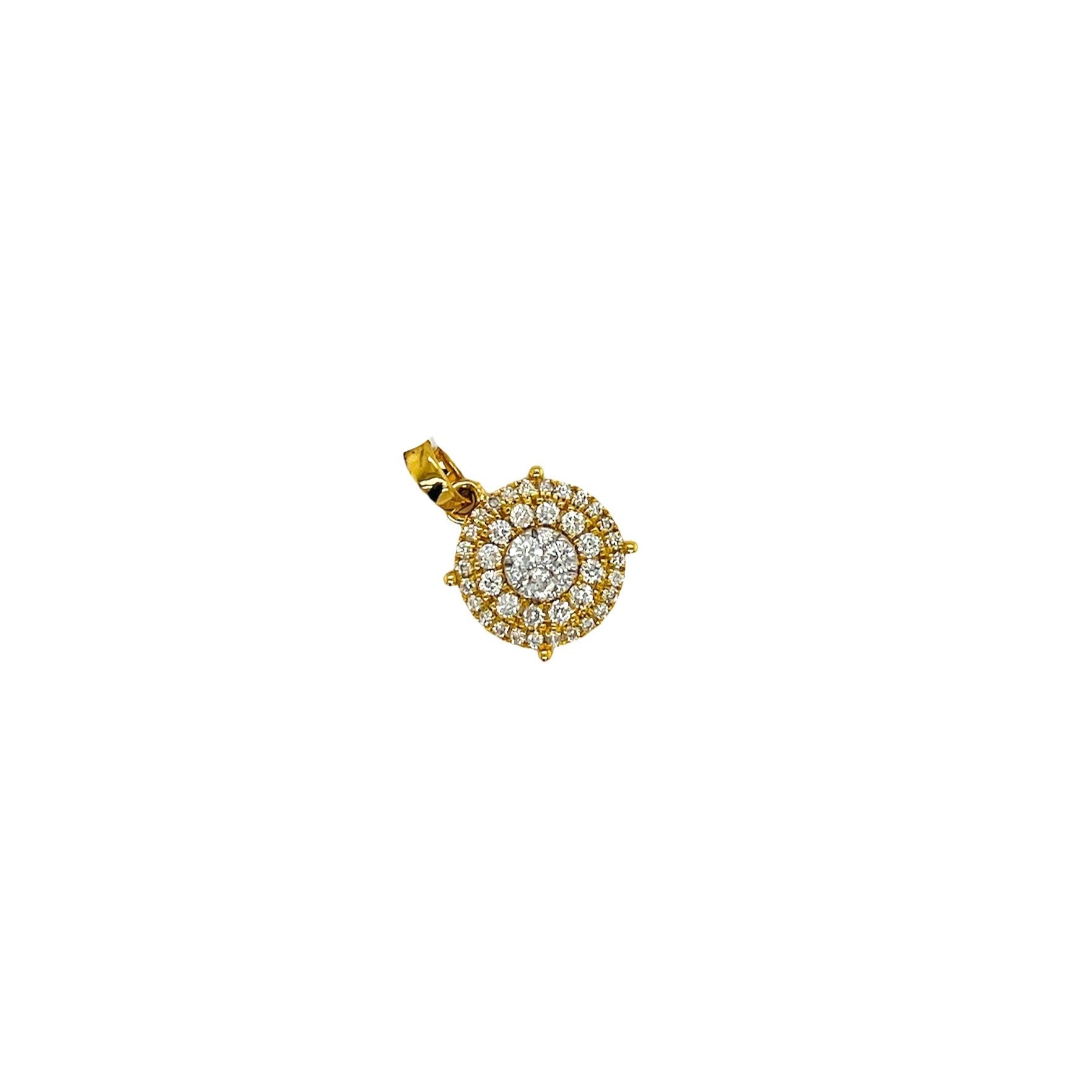 Ladies 10K Yellow Gold Round Cluster Diamond Pendant 0.50 CT 18MM