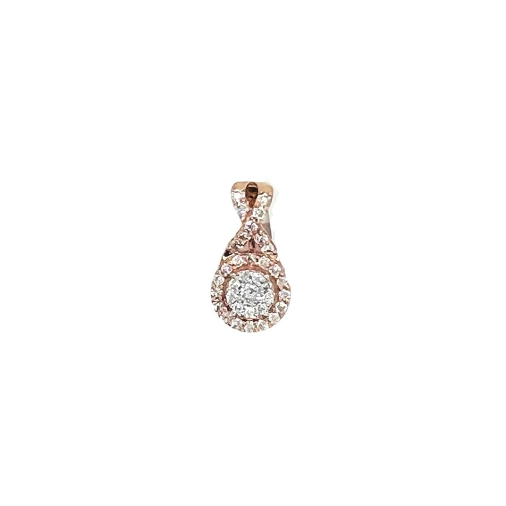 Ladies 10K Rose Gold Infinity Round Cluster Diamond Pendant 0.50 CT 15MM
