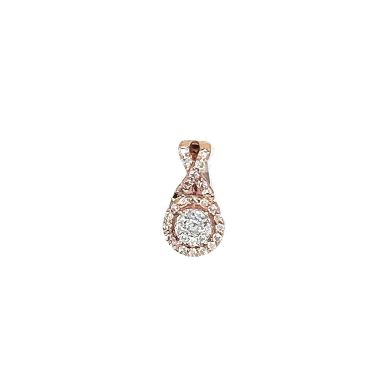 Ladies 10K Rose Gold Infinity Round Cluster Diamond Pendant 0.50 CT 15MM