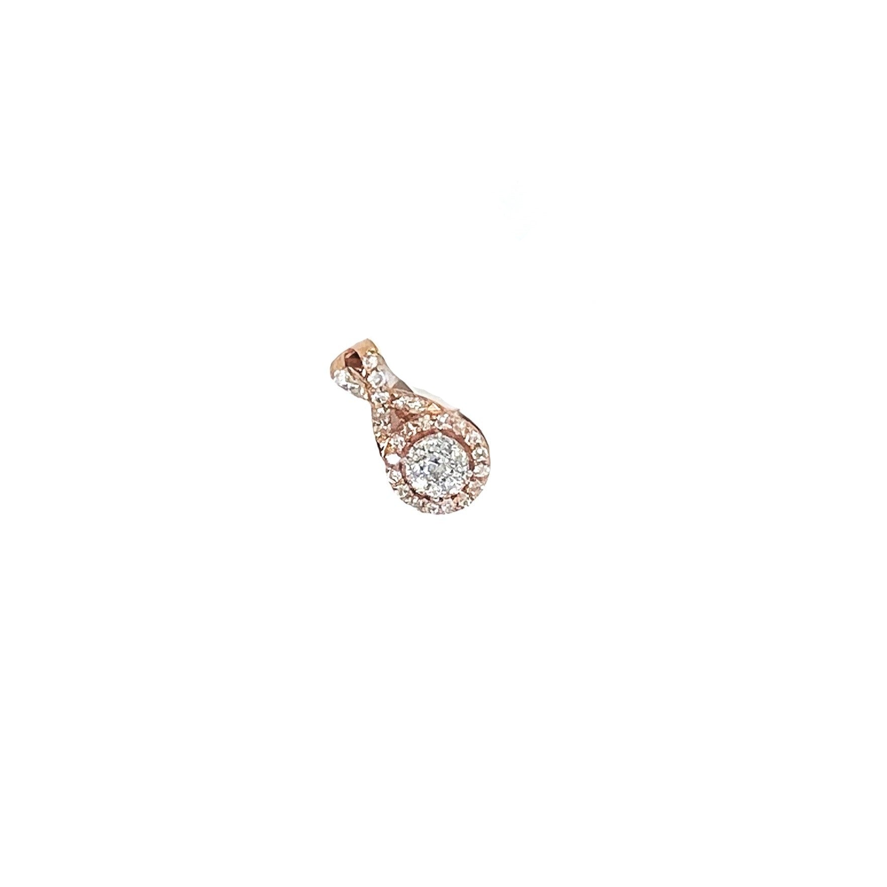 Ladies 10K Rose Gold Infinity Round Cluster Diamond Pendant 0.50 CT 15MM