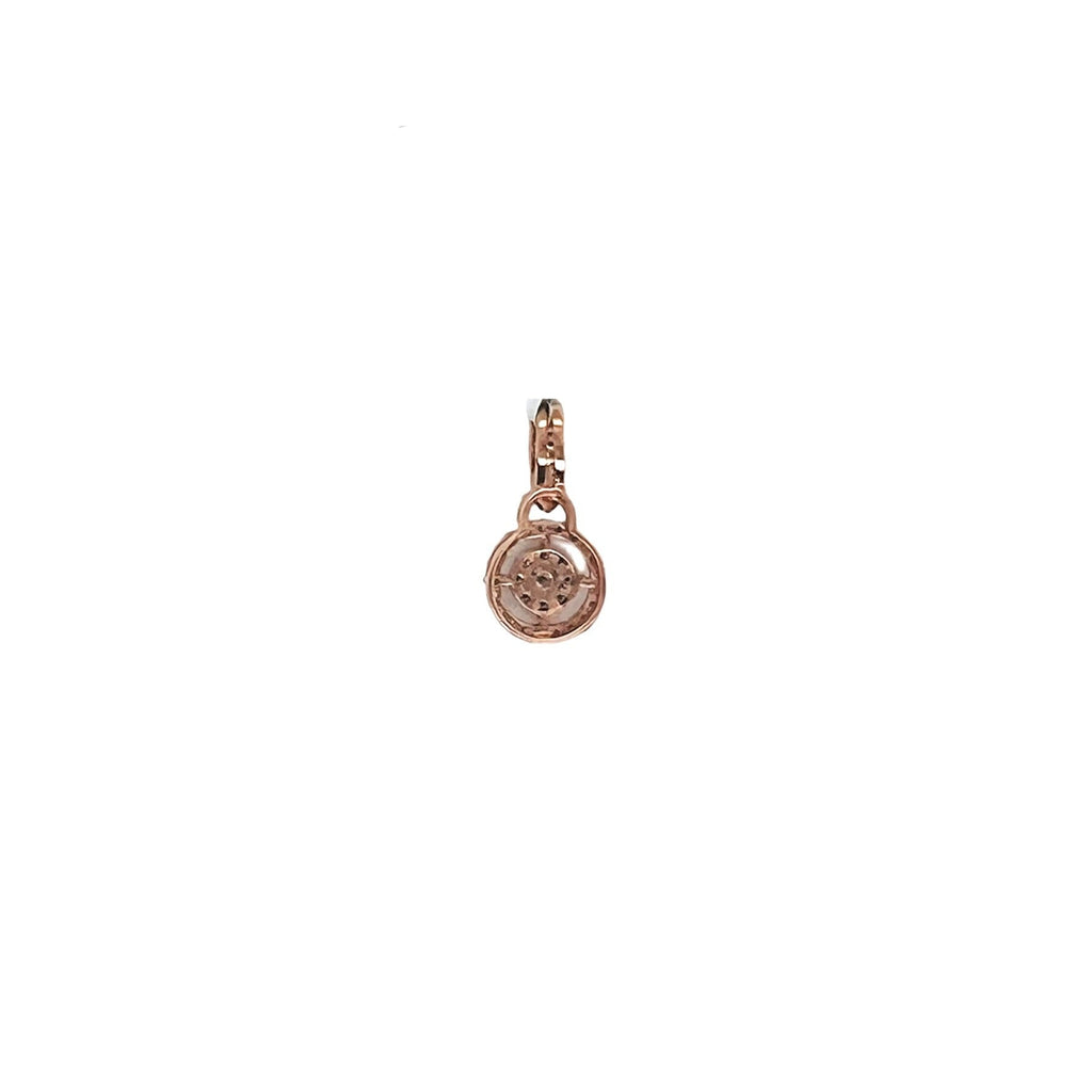 Ladies 10K Rose Gold Halo Round Cluster Diamond Pendant 0.26 CT 17MM