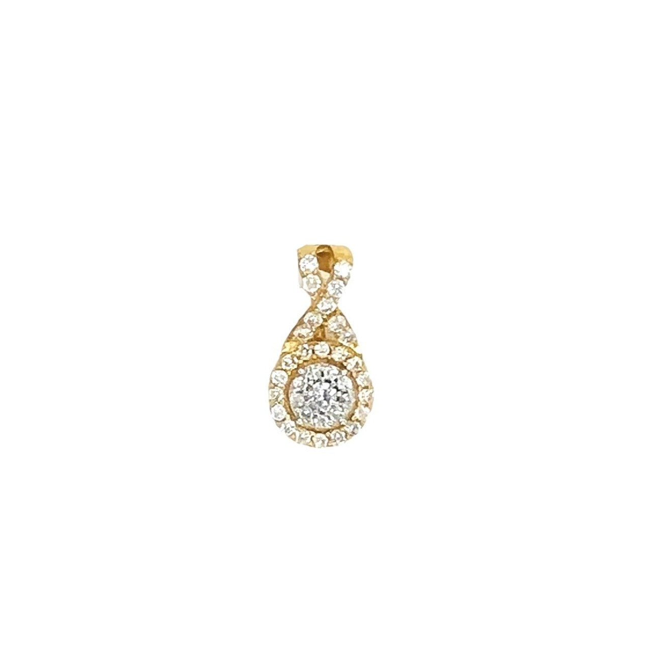 Ladies 10K Yellow Gold Infinity Round Cluster Diamond Pendant 0.50 CT 15MM