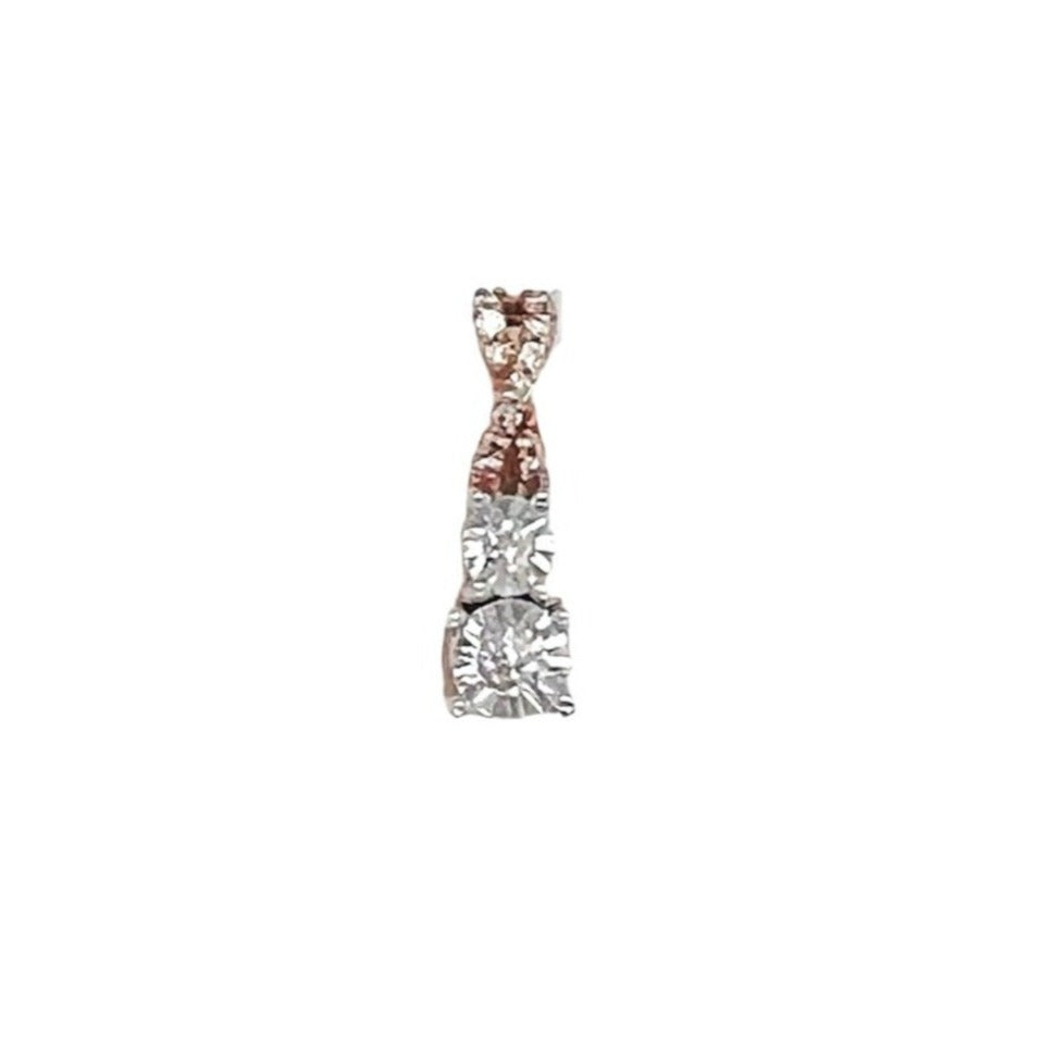 Ladies 10K Rose Gold Infinity Miracle Round Diamond Pendant 0.22 CT 18MM