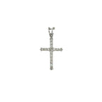 10K White Gold Tennis Diamond Cross Pendant 0.30 CT 24MM