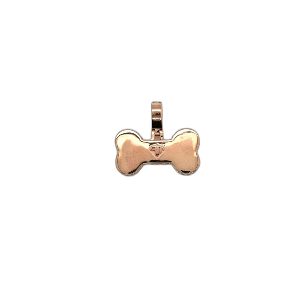 10K Rose Gold Dog Bone Diamond Pendant 1.69 CT 0.85"