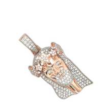 Load image into Gallery viewer, 10K Rose Gold Jesus Head Diamond Pendant 1.46 CT 1.70&quot;
