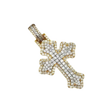 Load image into Gallery viewer, 10K Two-Tone Gold Gothic Diamond Cross Pendant 1.61 CT 1.7&quot;
