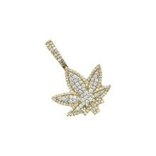 Load image into Gallery viewer, 10K Yellow Gold Marijuana Leaf Diamond Pendant 1.59 CT 1.5&quot;
