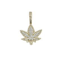 Load image into Gallery viewer, 10K Yellow Gold Marijuana Leaf Diamond Pendant 1.59 CT 1.5&quot;
