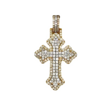 Load image into Gallery viewer, 10K Two-Tone Gold Gothic Diamond Cross Pendant 1.61 CT 1.7&quot;
