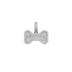 10K White Gold Dog Bone Diamond Pendant 1.72 CT 0.85"