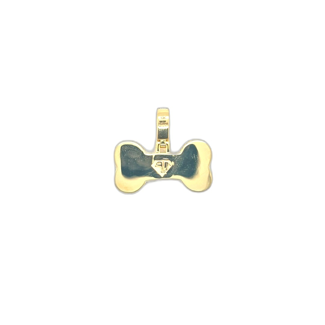 10K Yellow Gold Dog Bone Diamond Pendant 1.70 CT 0.85"