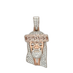 10K Rose Gold Jesus Head Diamond Pendant 1.36 CT 1.71"