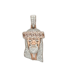 Load image into Gallery viewer, 10K Rose Gold Jesus Head Diamond Pendant 1.36 CT 1.71&quot;
