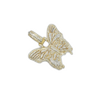 Ladies 10K Yellow Gold Butterfly Diamond Pendant 2.36 CT 1.72"