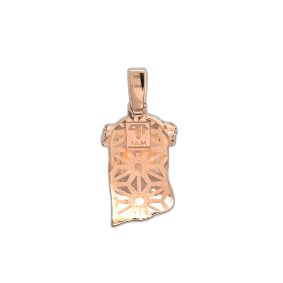 10K Rose Gold Jesus Head Diamond Pendant 1.36 CT 1.71"